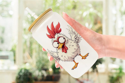 Glass Can Expressive Chicken Sublimation artnoy 