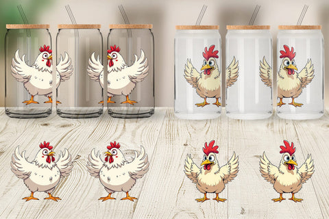 Glass Can Expressive Chicken Sublimation artnoy 
