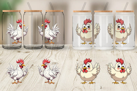 Glass Can Expressive Chicken Sublimation artnoy 