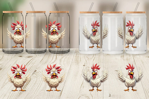 Glass Can Expressive Chicken Sublimation artnoy 
