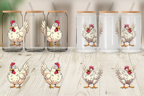 Glass Can Expressive Chicken Sublimation artnoy 