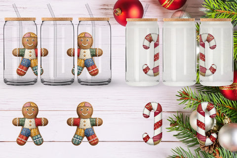 Glass Can Fabric Christmas Treat Patchwork Sublimation artnoy 