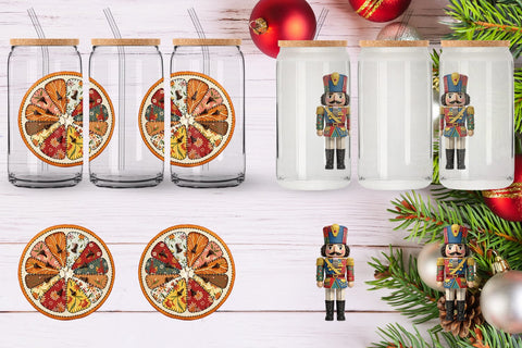 Glass Can Fabric Christmas Treat Patchwork Sublimation artnoy 