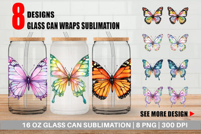 Glass Can Fairy Butterfly Sublimation artnoy 