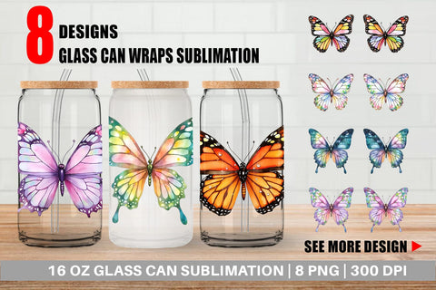Glass Can Fairy Butterfly Sublimation artnoy 