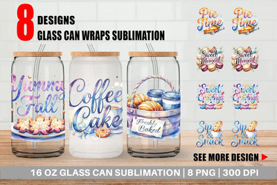 Glass Can Fall Bakery & Coffee Quotes Sublimation artnoy 
