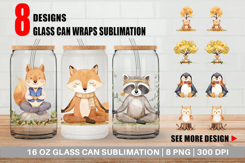 Glass Can Fall Meditating Animals Sublimation artnoy 