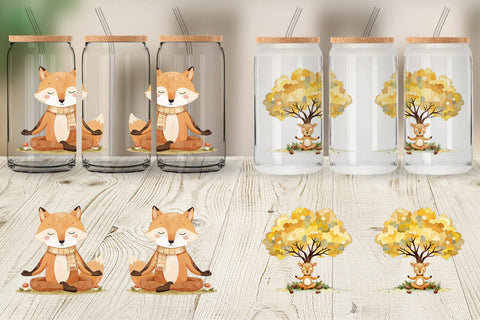 Glass Can Fall Meditating Animals Sublimation artnoy 