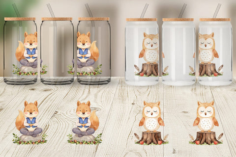 Glass Can Fall Meditating Animals Sublimation artnoy 