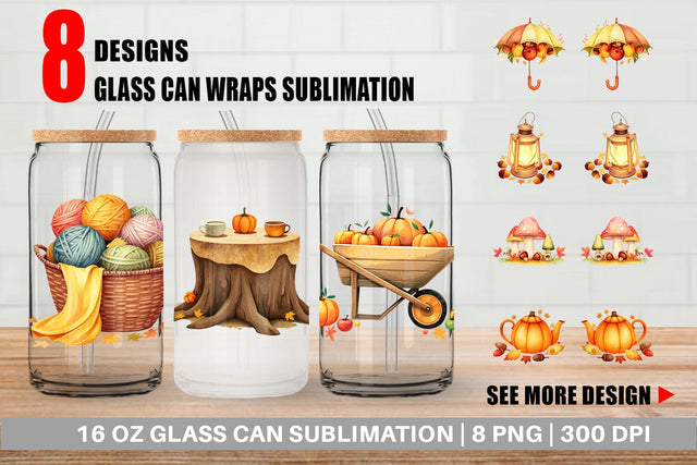 Glass Can Fall Watercolor Set Sublimation artnoy 