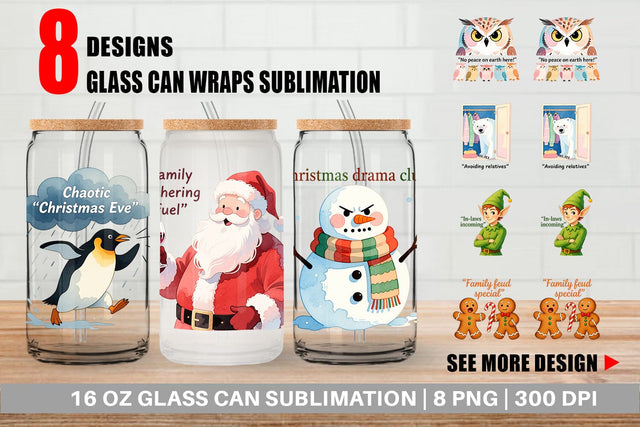 Glass Can Family Drama Christmas Sublimation artnoy 