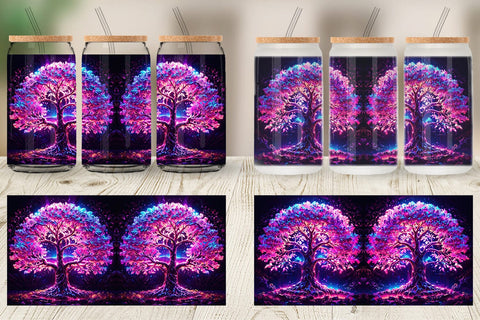Glass Can Fantastic Pink Tree Life Sublimation artnoy 