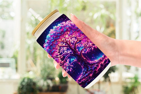 Glass Can Fantastic Pink Tree Life Sublimation artnoy 