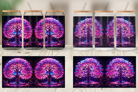 Glass Can Fantastic Pink Tree Life Sublimation artnoy 