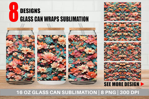 Glass Can Fantasy Flower Background SVG artnoy 