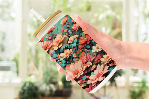 Glass Can Fantasy Flower Background SVG artnoy 