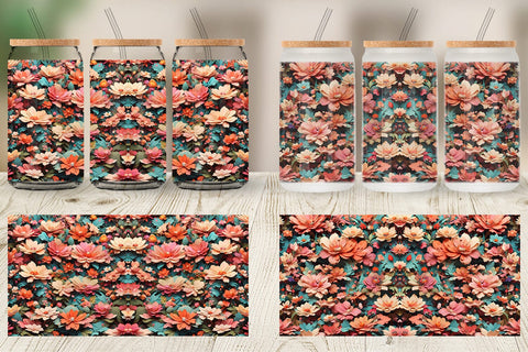 Glass Can Fantasy Flower Background SVG artnoy 