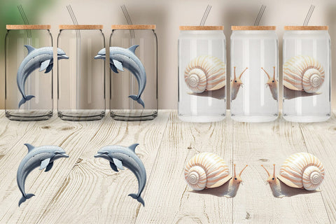 Glass Can Fantasy Sea Creatures Sublimation artnoy 