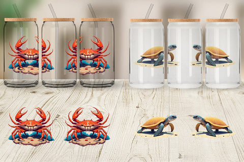 Glass Can Fantasy Sea Creatures Sublimation artnoy 