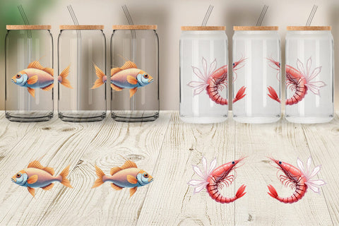 Glass Can Fantasy Sea Creatures Sublimation artnoy 