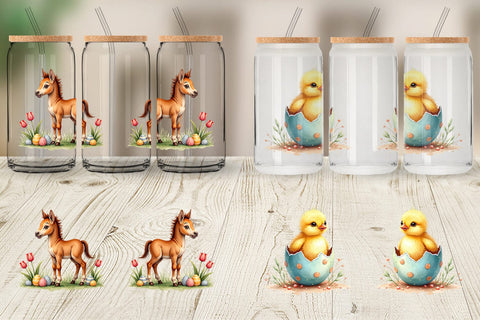 Glass Can Farmhouse Baby Animals Sublimation artnoy 