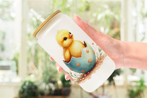 Glass Can Farmhouse Baby Animals Sublimation artnoy 
