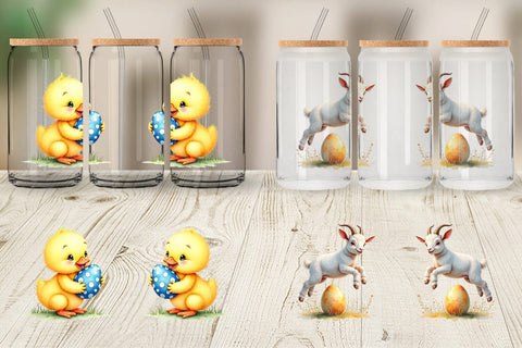 Glass Can Farmhouse Baby Animals Sublimation artnoy 
