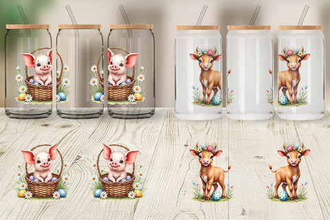 Glass Can Farmhouse Baby Animals Sublimation artnoy 