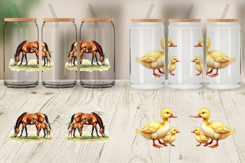 Glass Can Farmyard Babies Sublimation artnoy 