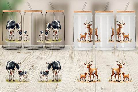 Glass Can Farmyard Babies Sublimation artnoy 