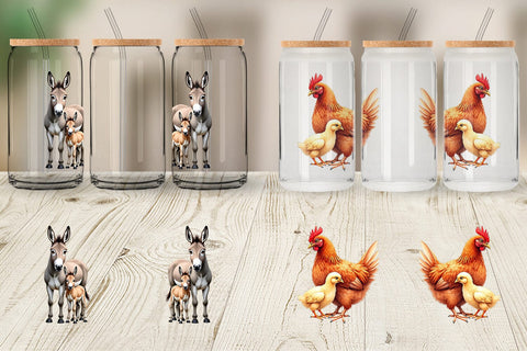 Glass Can Farmyard Babies Sublimation artnoy 