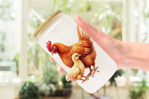 Glass Can Farmyard Babies Sublimation artnoy 