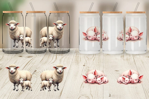 Glass Can Farmyard Babies Sublimation artnoy 