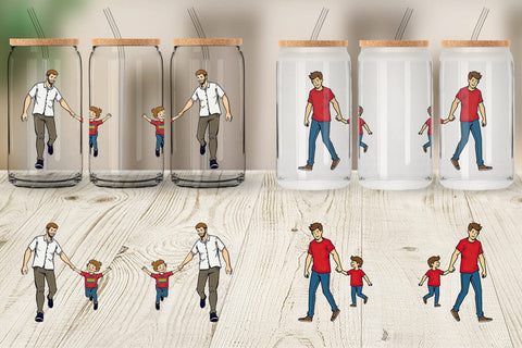 Glass Can Father and Child Sublimation artnoy 