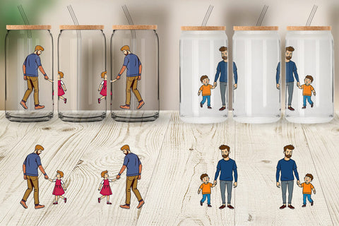 Glass Can Father and Child Sublimation artnoy 