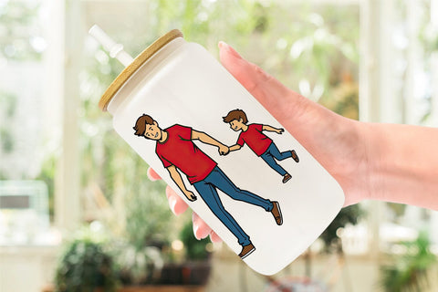 Glass Can Father and Child Sublimation artnoy 