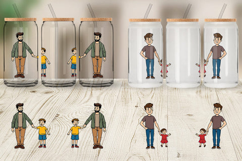 Glass Can Father and Child Sublimation artnoy 