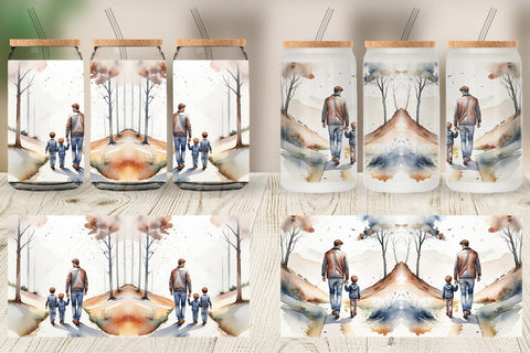 Glass Can Father Day Watercolor Sublimation artnoy 
