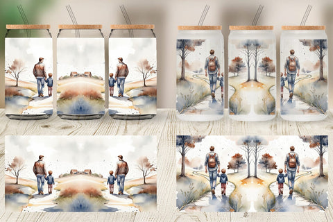 Glass Can Father Day Watercolor Sublimation artnoy 
