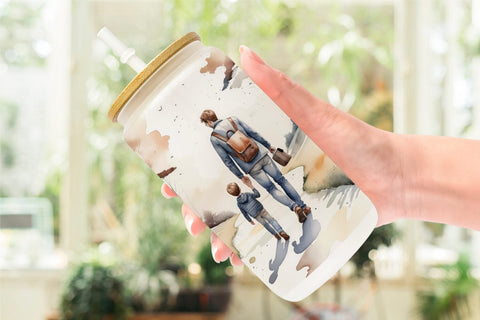 Glass Can Father Day Watercolor Sublimation artnoy 