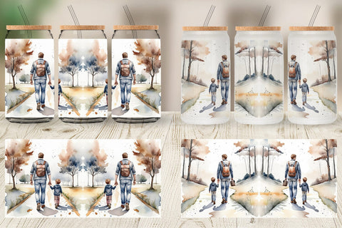 Glass Can Father Day Watercolor Sublimation artnoy 