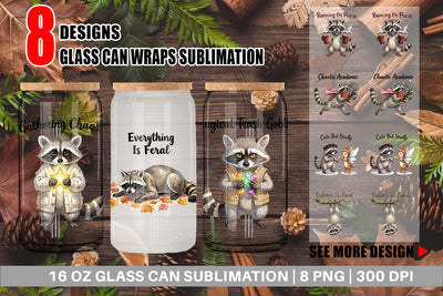 Glass Can Feral Raccoon Chaotic Whimsigoth Sublimation artnoy 