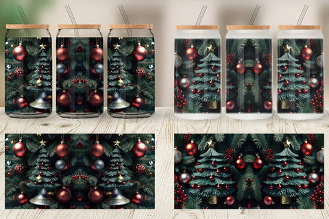 Glass Can Festive Christmas Tree Sublimation artnoy 