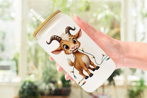 Glass Can Festive Farmhouse Friends Vintage Christmas Sublimation artnoy 