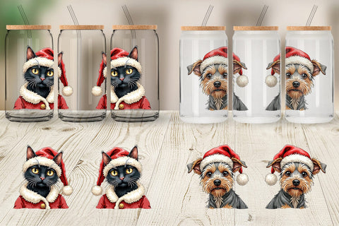 Glass Can Festive Furry Friends Sublimation artnoy 
