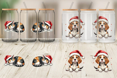 Glass Can Festive Furry Friends Sublimation artnoy 