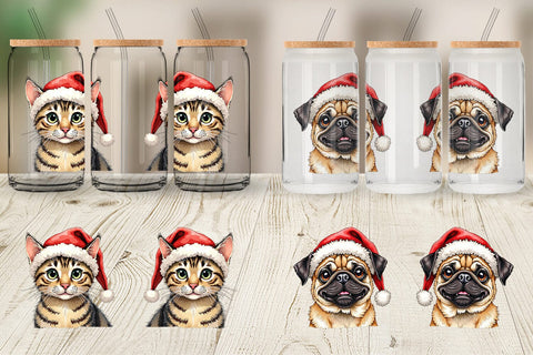 Glass Can Festive Furry Friends Sublimation artnoy 