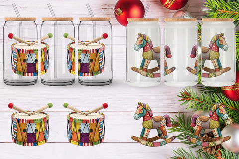 Glass Can Festive Handcrafted Patchwork Sublimation artnoy 