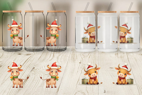 Glass Can Festive Highland Calf Sublimation artnoy 