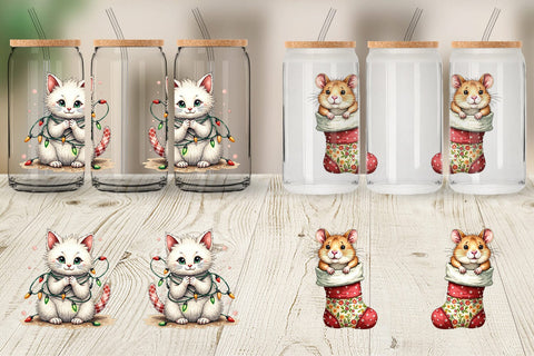 Glass Can Festive Patchwork Pets Sublimation artnoy 